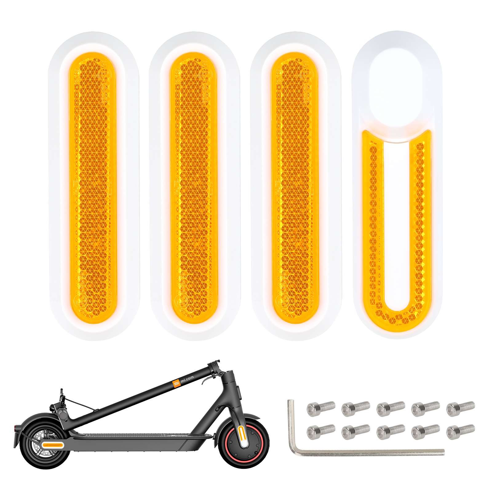 XIAOMI Set Embellecedor Neumático Blanco+Reflector Amarillo