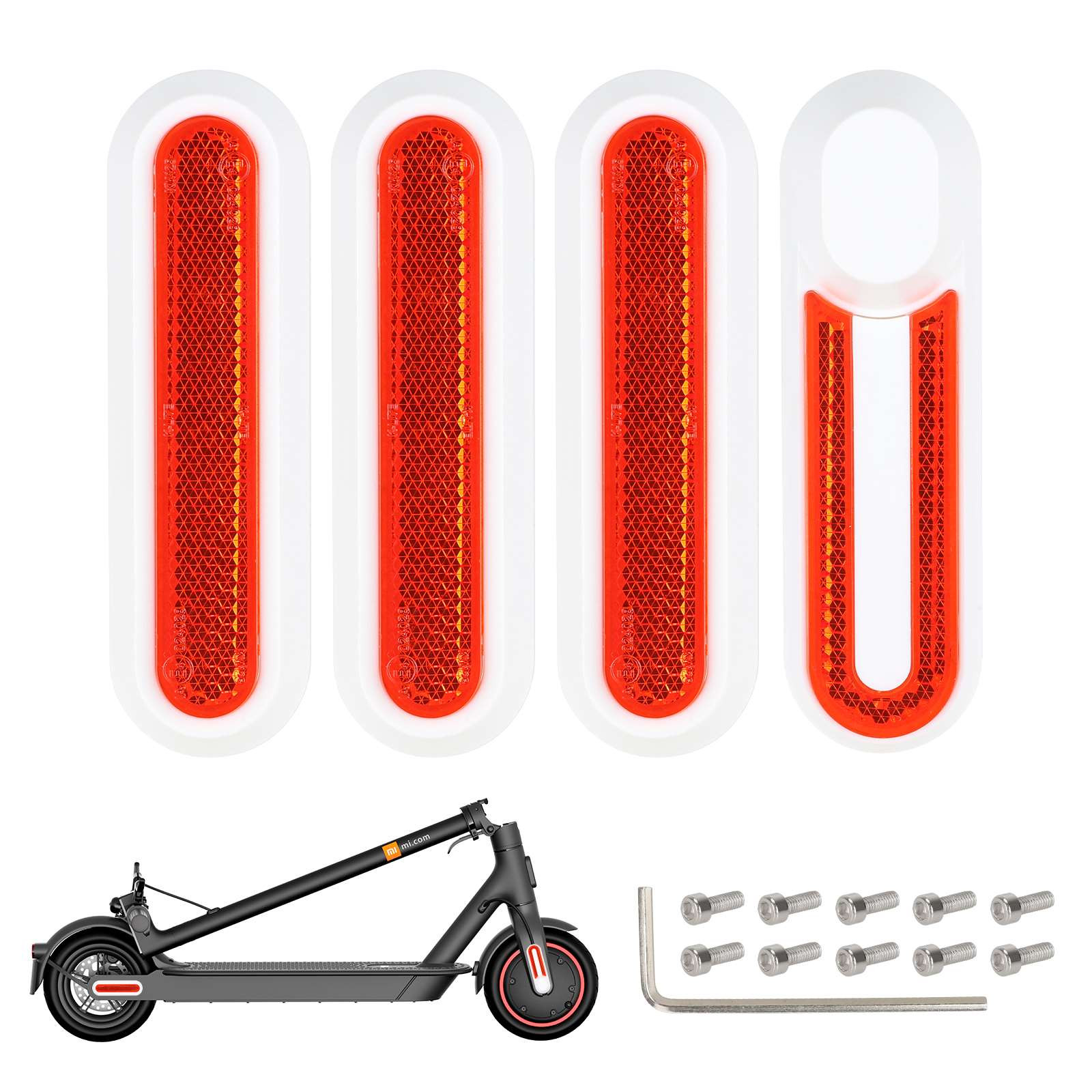 XIAOMI Set Embellecedor Neumático Blanco+Reflector Rojo