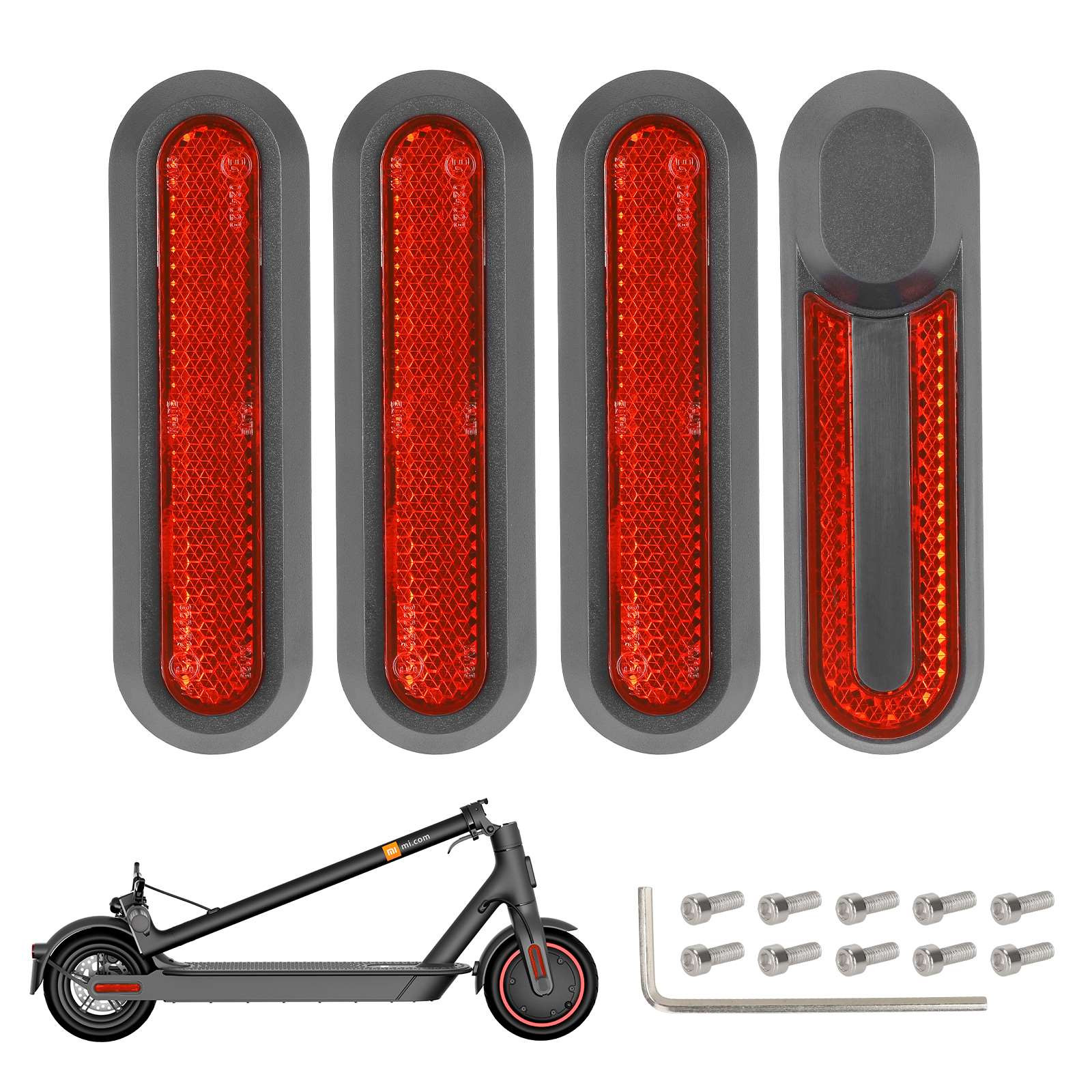 XIAOMI Set Embellecedor Neumático Gris+Reflector Rojo