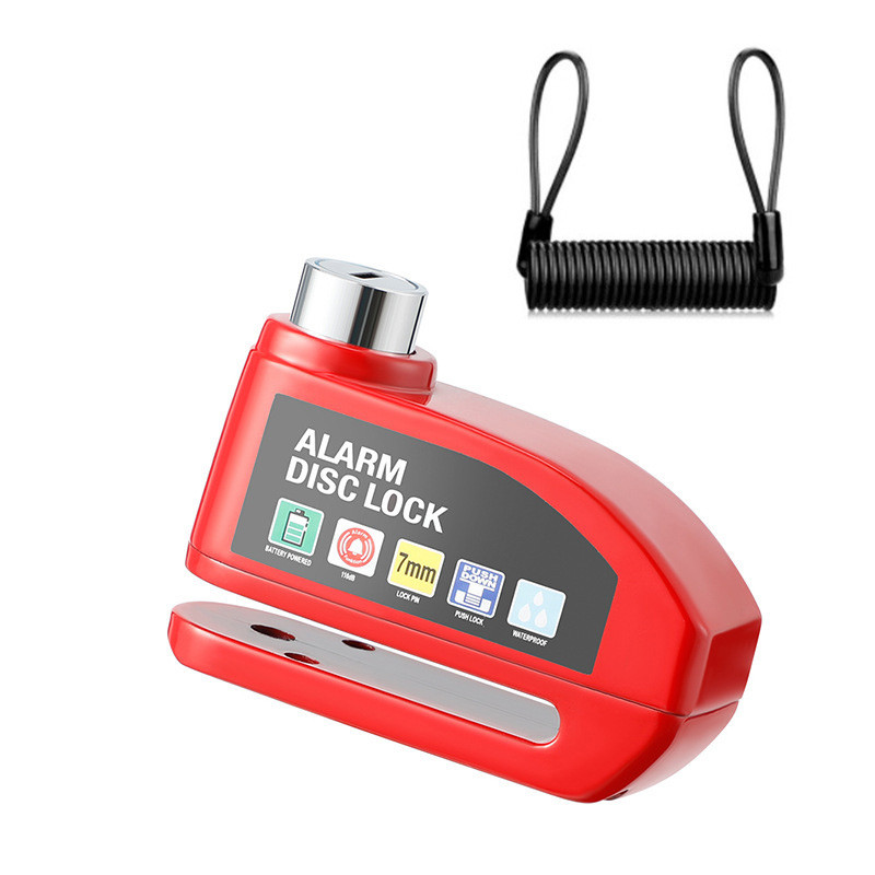 Candado de Disco con Alarma Rojo 110dB Memory Cable