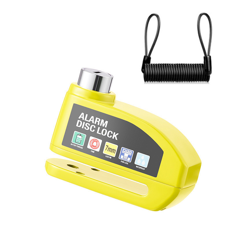 Candado de Disco con Alarma Amarillo 110dB Memory Cable